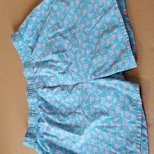 Vineyard Vines teal with pink Palm trees trunk shorts size large
